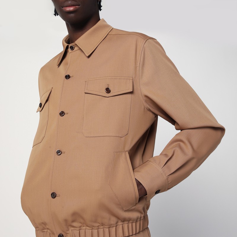 Lardini Wool Buttoned Overshirt In Beige