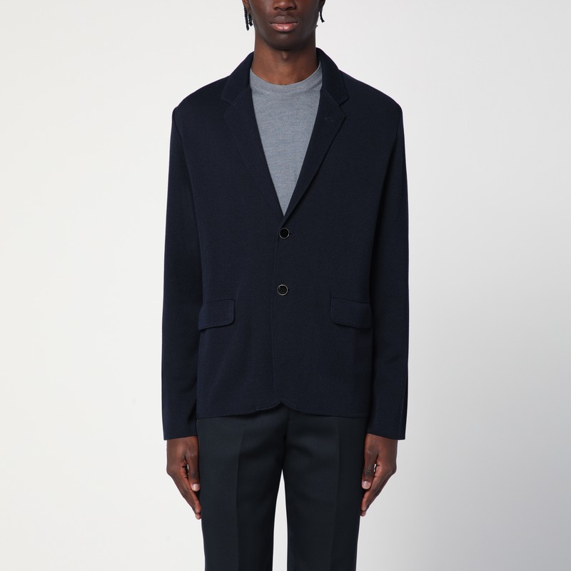 Navy single-breasted knitted jacket - Lardini - Modalova