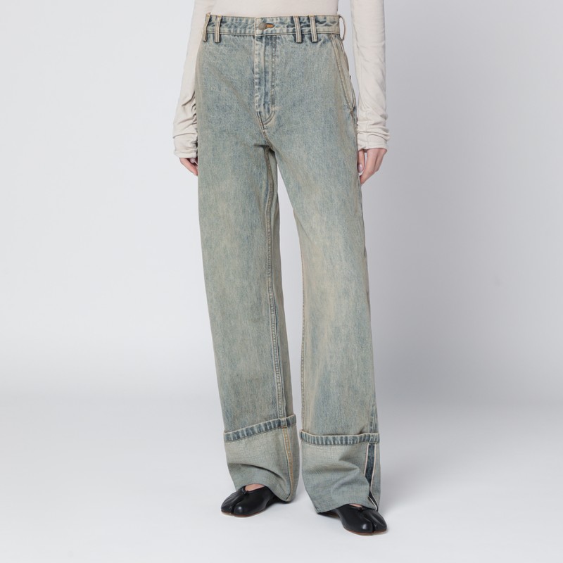 Wide-leg jeans with washed effect