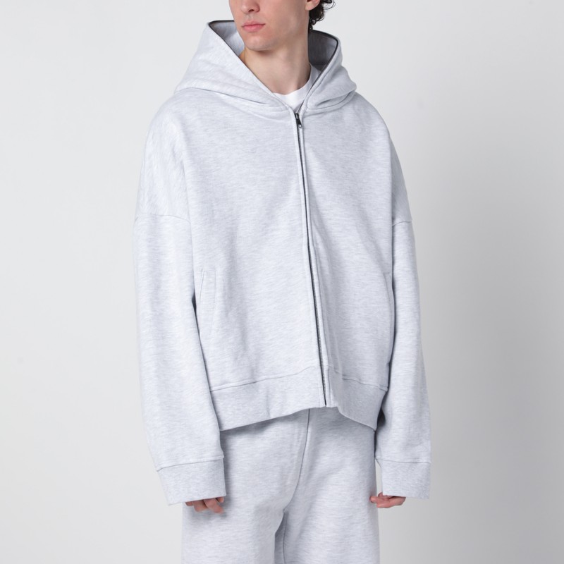 Grey cotton zip-up hoodie