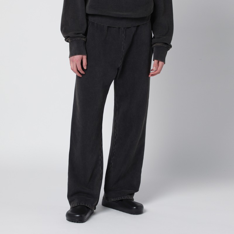 Washed black cotton jogging trousers