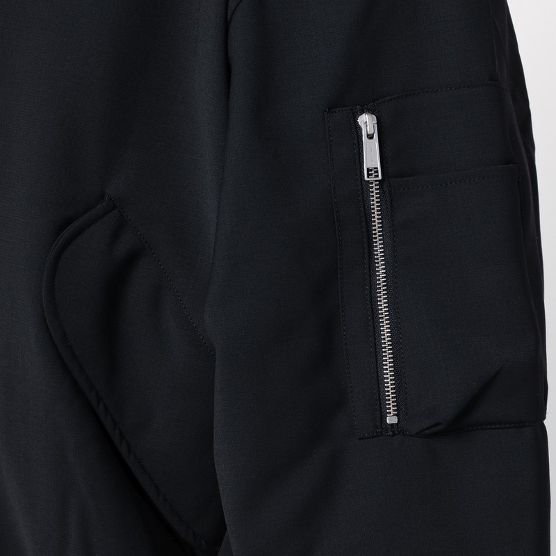 Entire Studios Black Zip-up Bomber Jacket In Wool Blend In Black