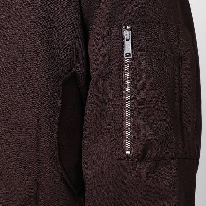 Entire Studios Dark Brown Zip-up Bomber Jacket In Wool In Brown