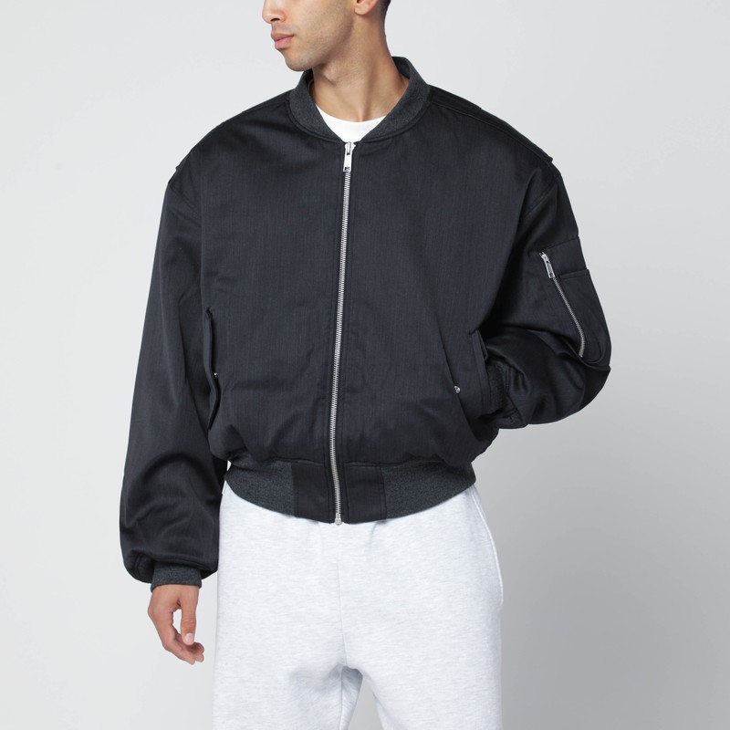 Entire Studios Grey Wool-blend Bomber Jacket With Zip In Gray