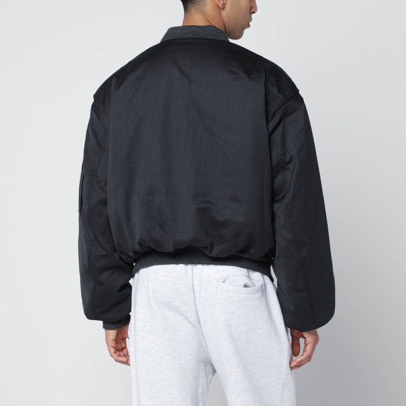 Entire Studios Grey Wool-blend Bomber Jacket With Zip In Gray