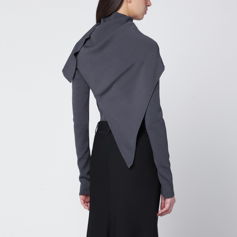Entire Studios Asymmetric Turtleneck Sweater Cape Detail In Gray