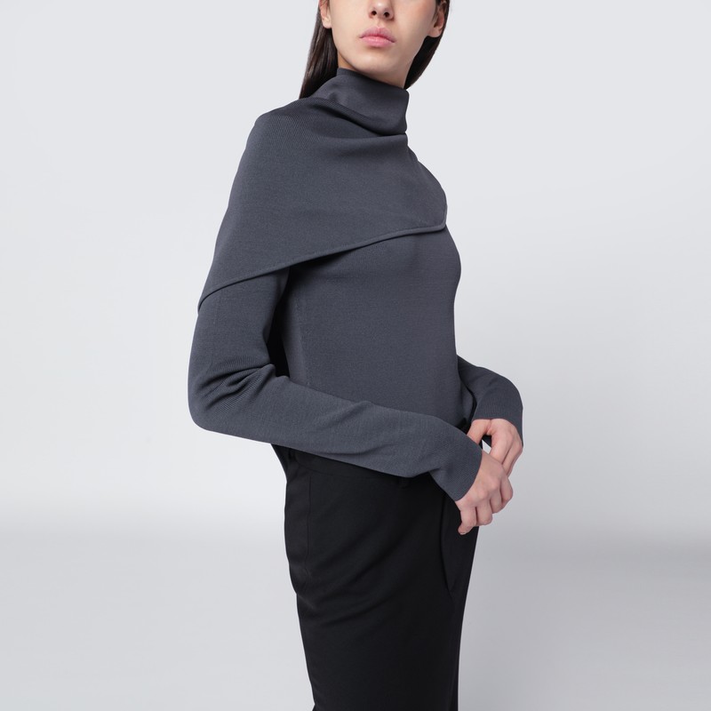 Entire Studios Asymmetric Turtleneck Sweater Cape Detail In Gray