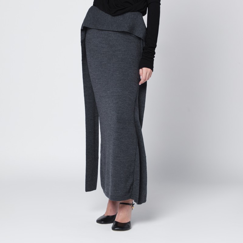 Entire Studios Long Grey Wool Skirt In Gray