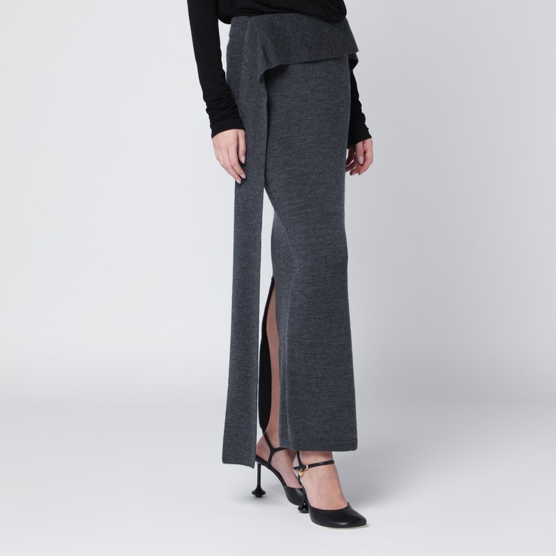 Entire Studios Long Grey Wool Skirt In Gray