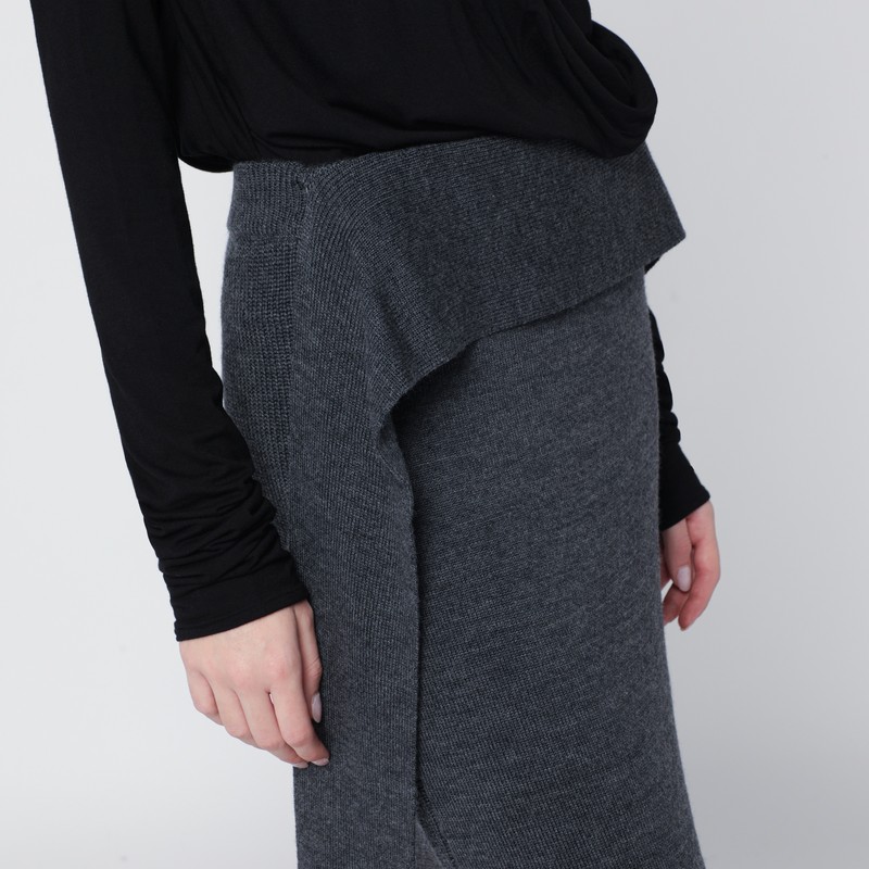 Entire Studios Long Grey Wool Skirt In Gray