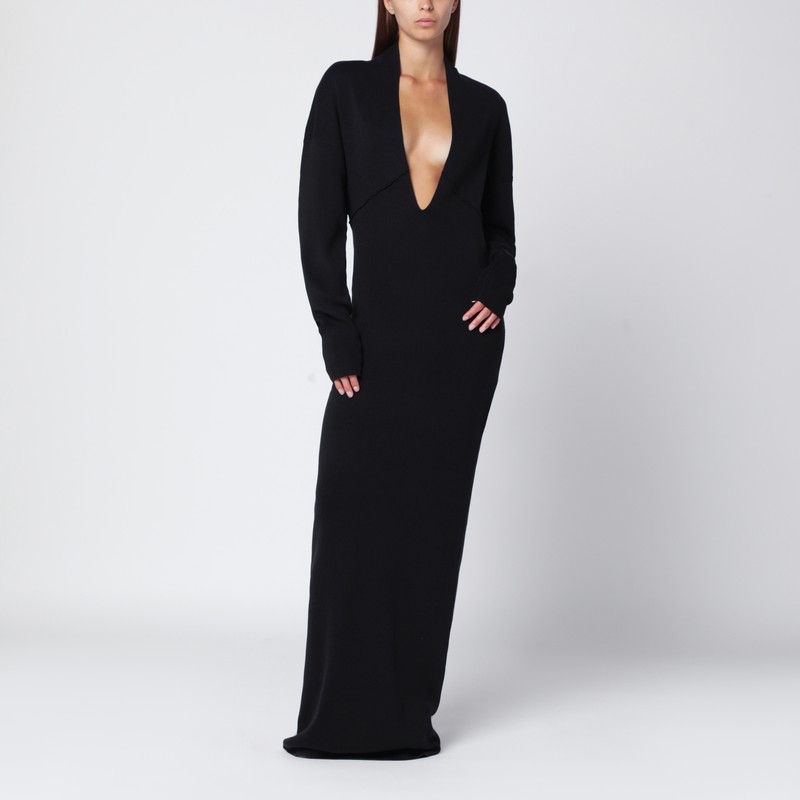 Entire Studios Black Long Dress With Wide Neckline In Black