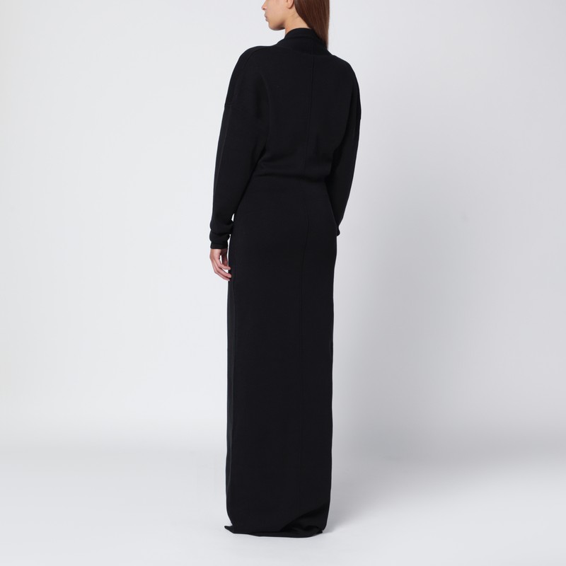 Entire Studios Black Long Dress With Wide Neckline In Black