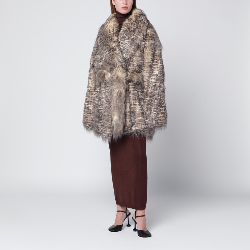 Juno faux fur coat with belt