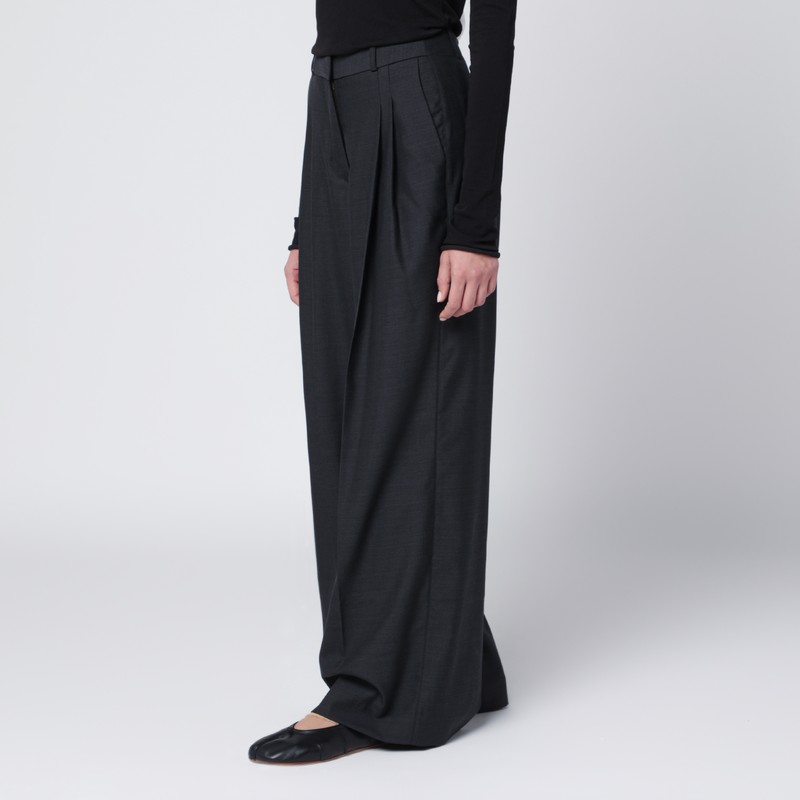 Entire Studios Wide Grey Wool-blend Trousers In Black
