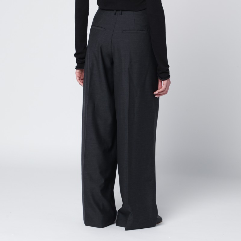 Entire Studios Wide Grey Wool-blend Trousers In Black