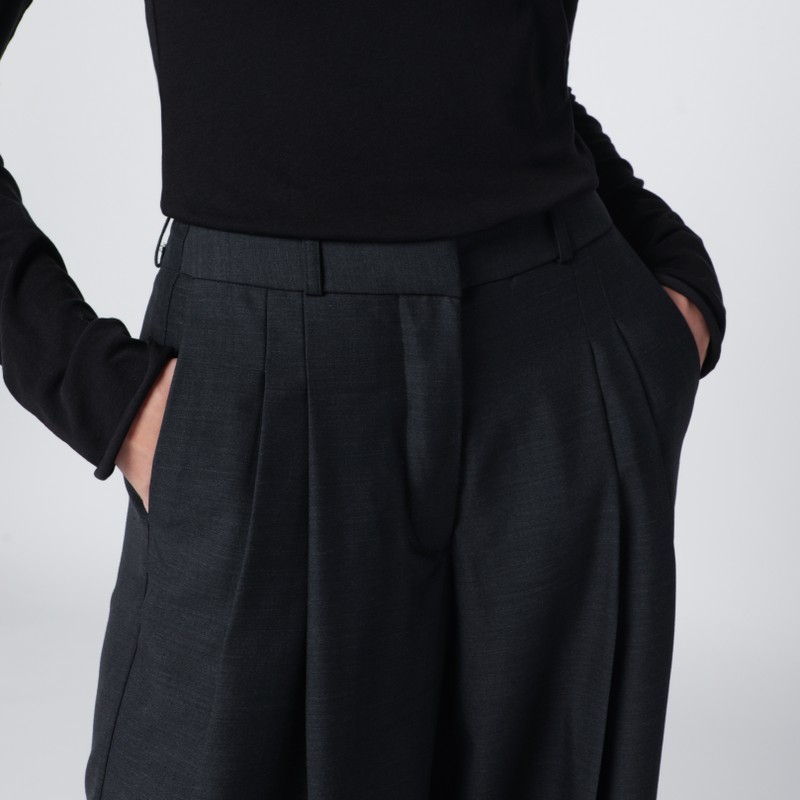 Entire Studios Wide Grey Wool-blend Trousers In Black