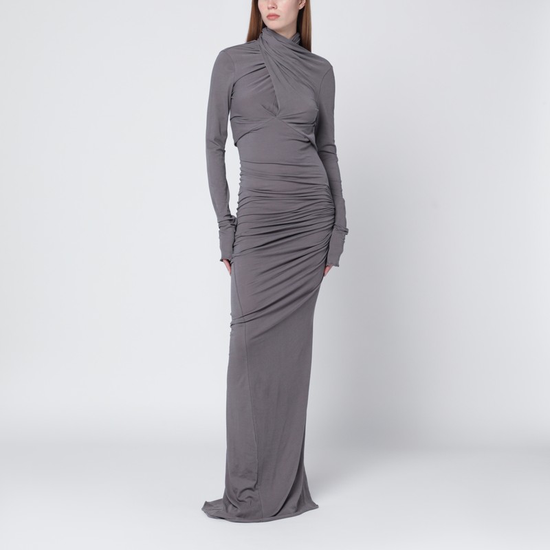 Entire Studios Long Draped Floor-length Dress In Gray