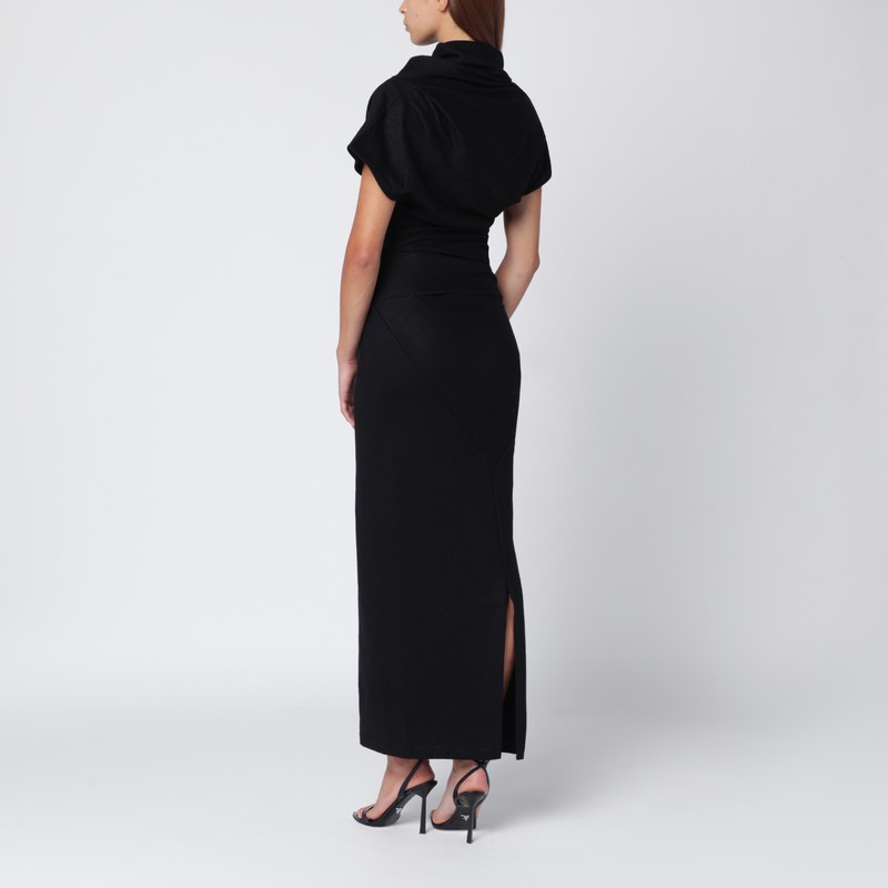 Entire Studios Black Wool Midi Dress In Black