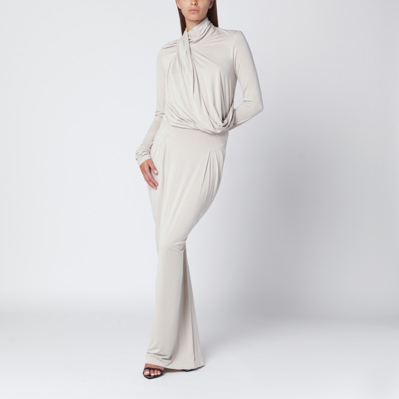 Entire Studios Draped Long Sleeve Top With High Neckline In Gray