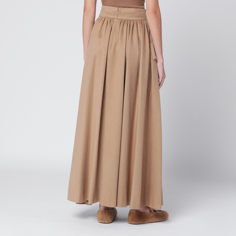 Max Mara Beige Midi Skirt In Camel Drap In Sand