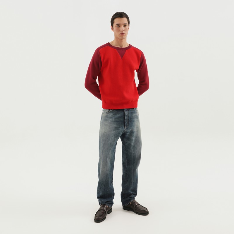 1989 Studio Color Block Crew Neck Sweater In Red