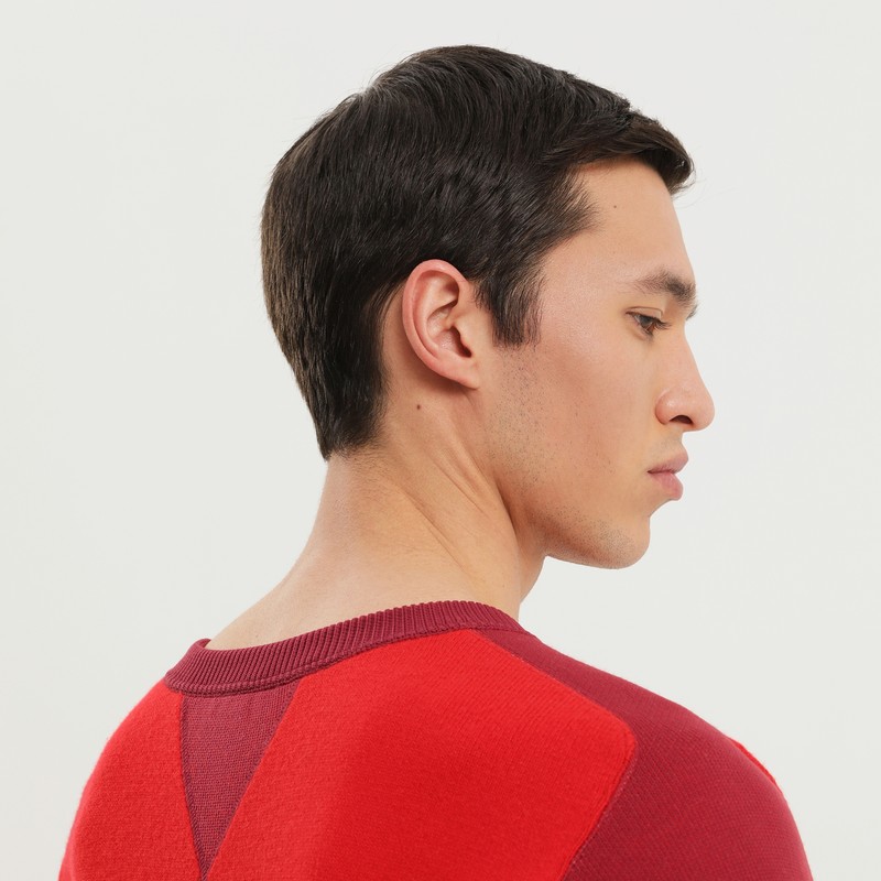 1989 Studio Color Block Crew Neck Sweater In Red