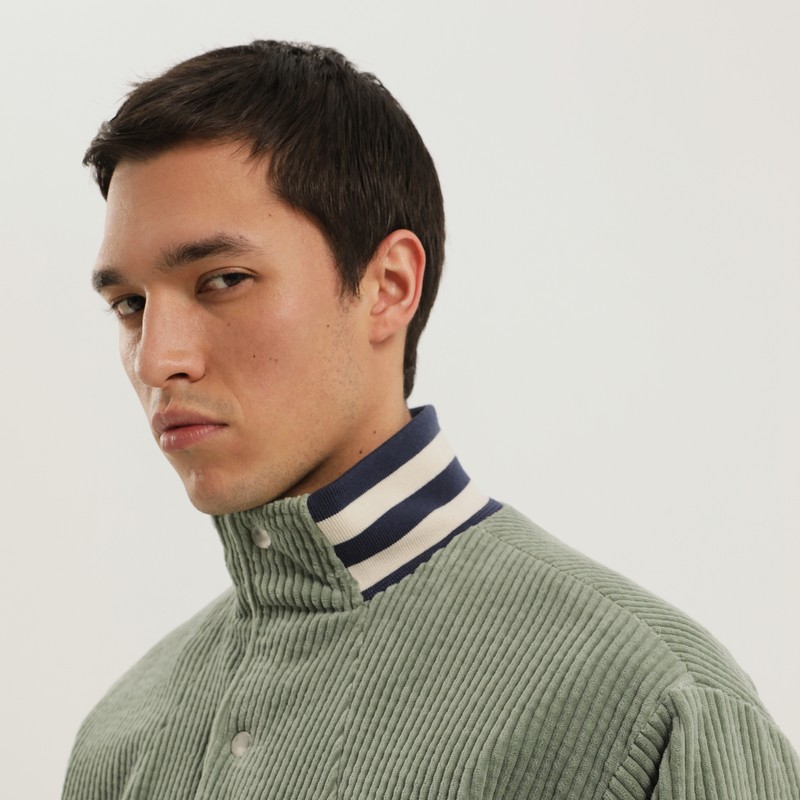 1989 Studio Boss Breathable Blue Sneakers With Green Details And White Sole In Green