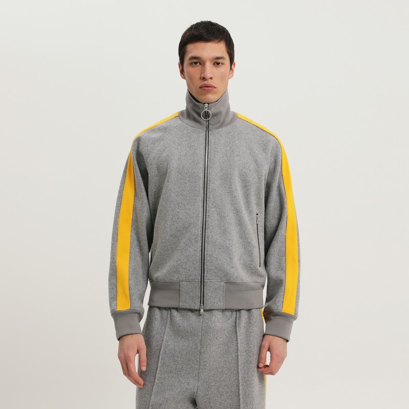 Gray jacket with side stripes