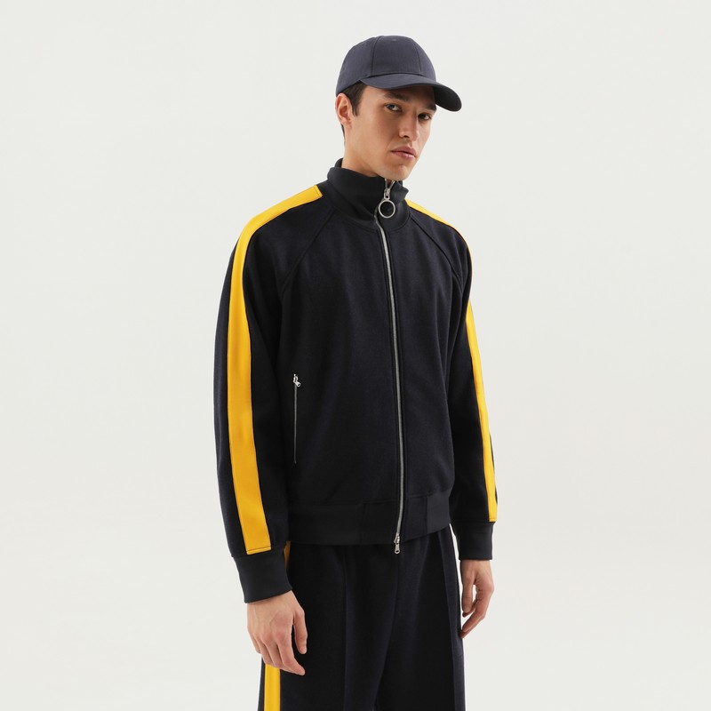 Gray jacket with side stripes