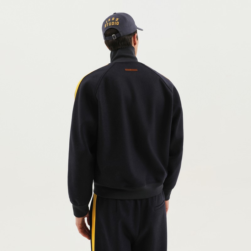 1989 Studio Jacket High Collar Side Stripes In Blue