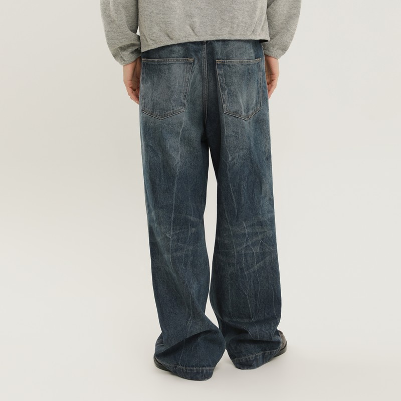1989 Studio Aged Mastiff Denim Trousers In Blue