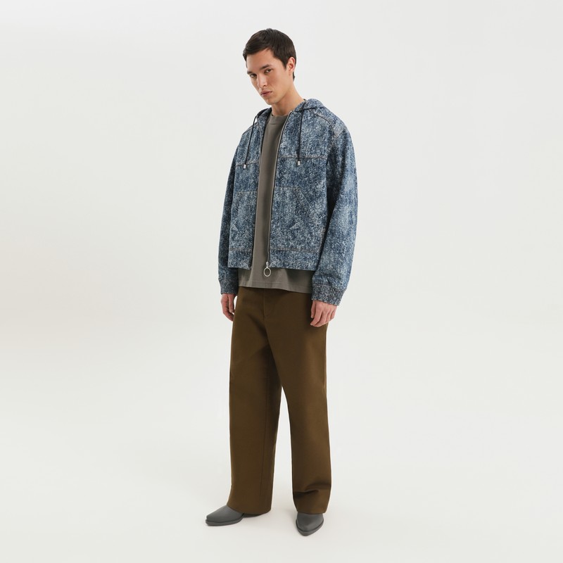 1989 Studio Hooded Zip-up Coat With Drawstring And Pockets In Blue