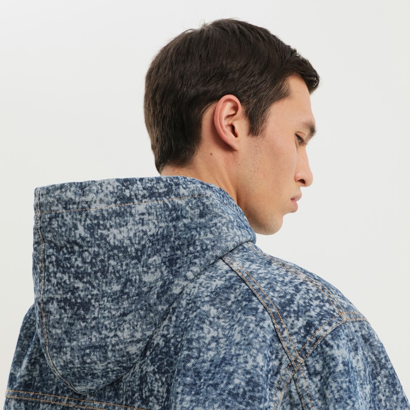 1989 Studio Hooded Zip-up Coat With Drawstring And Pockets In Blue