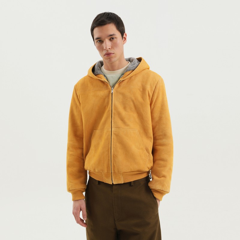 Yellow suede hoodie