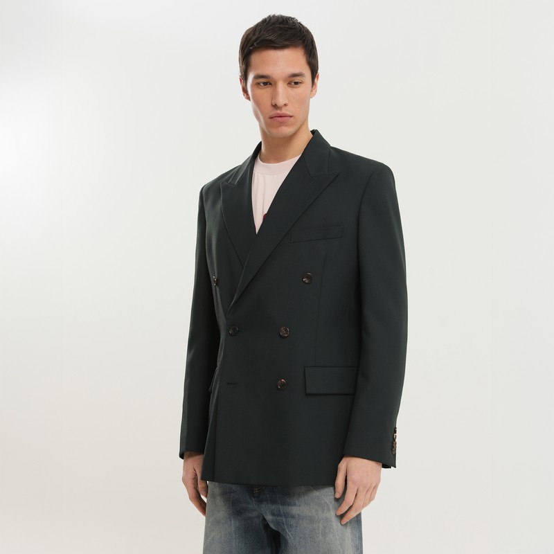 Dark green double-breasted blazer
