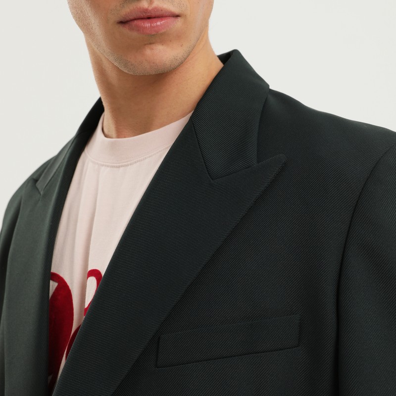 1989 Studio Dark Green Double-breasted Blazer In Green