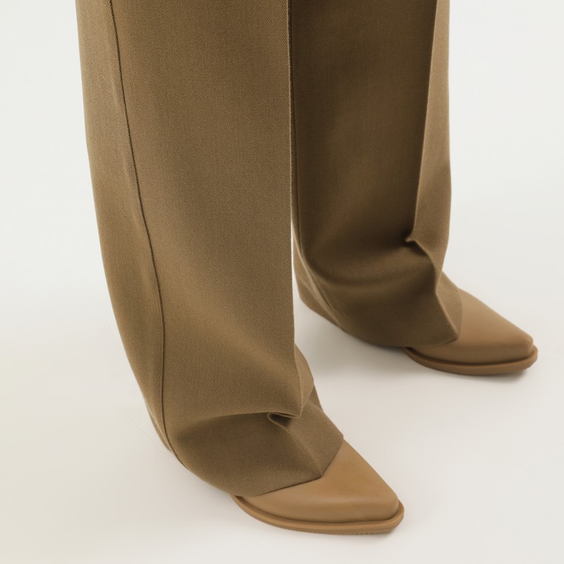 1989 Studio Olive Green Straight Leg Wool Pants In Green