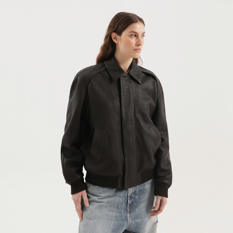 Brown leather jacket