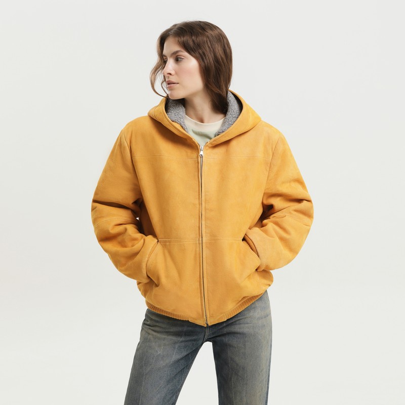 Yellow suede hoodie