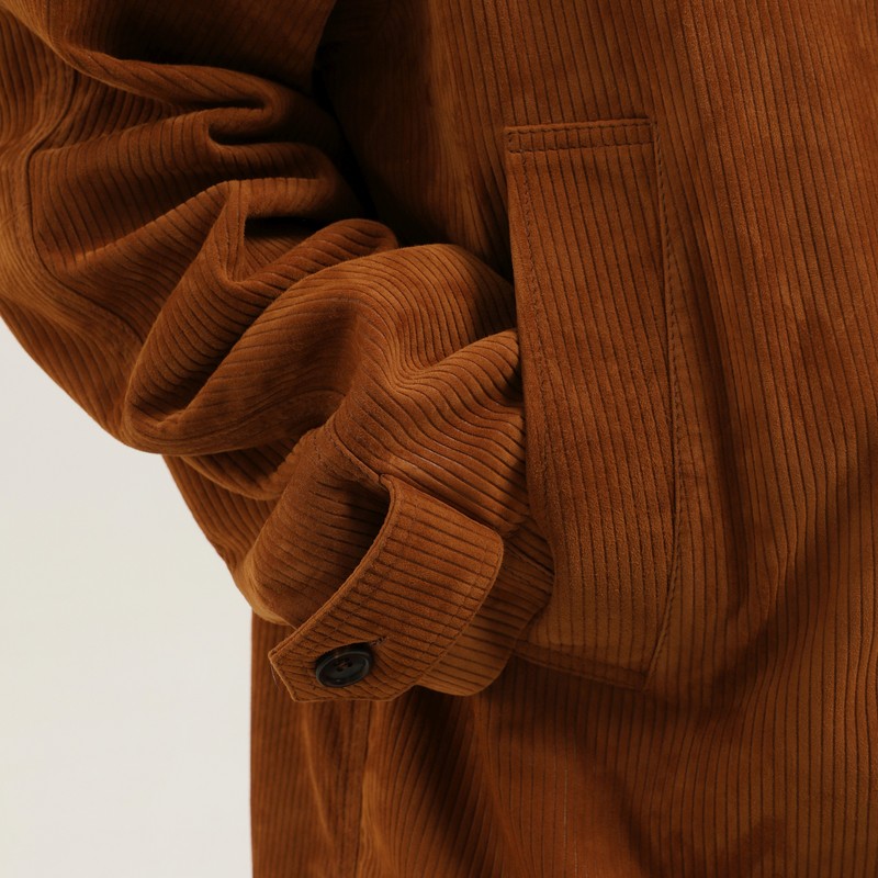 1989 Studio Collar Corduroy Leather Mackintosh Coat In Brown