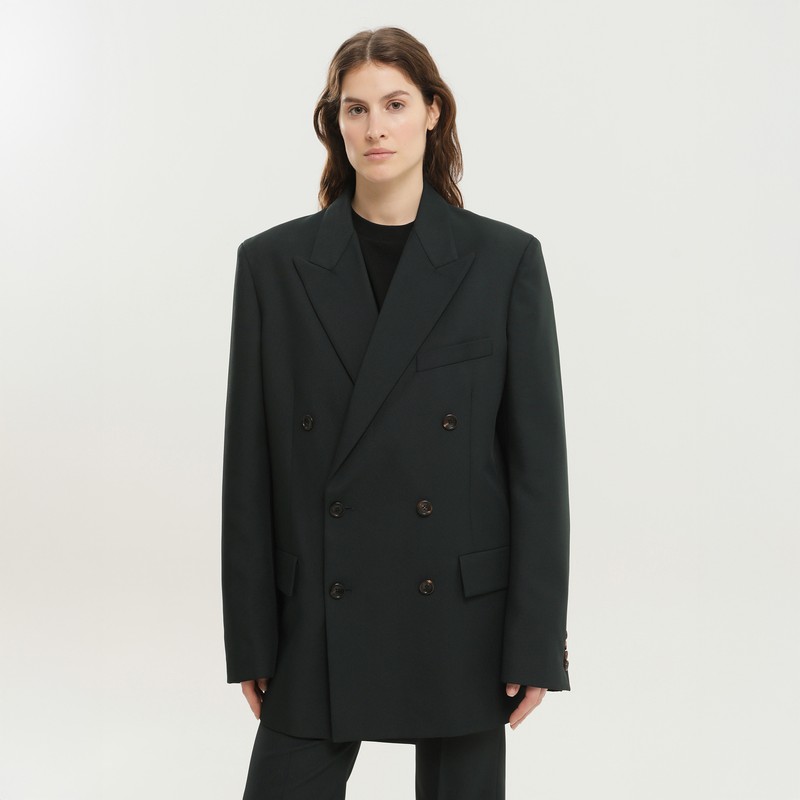 Dark green double-breasted blazer