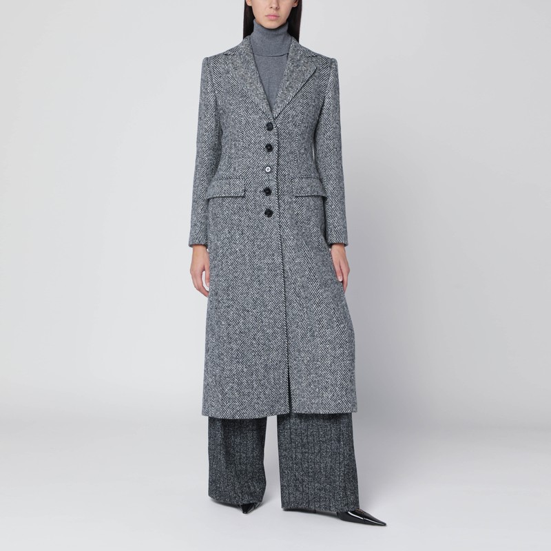 Single-breasted wool chevron coat