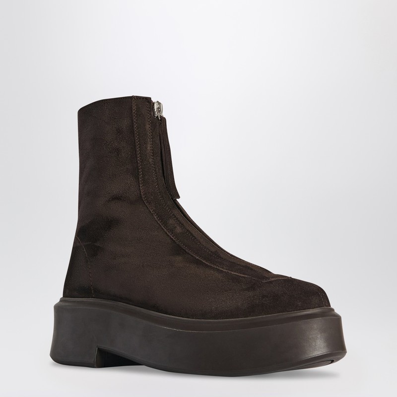 The Row Brown Suede Zipped Boots In Brown