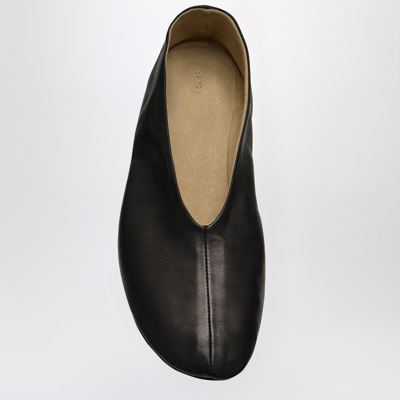 The Row Black Stella Leather Mule In Black