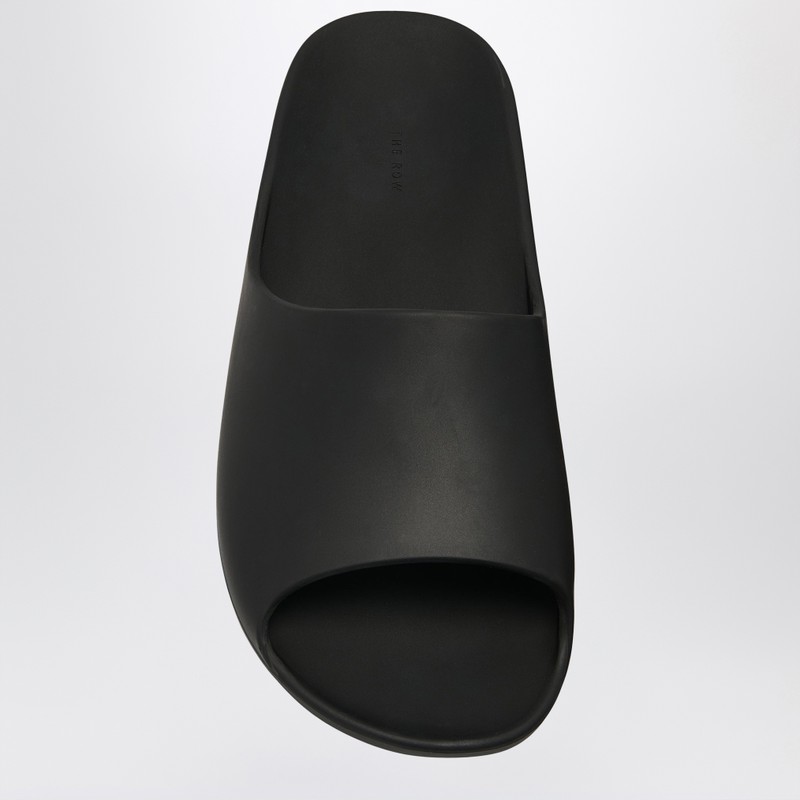 The Row Black Ama Rubber Slide Sandal In Black