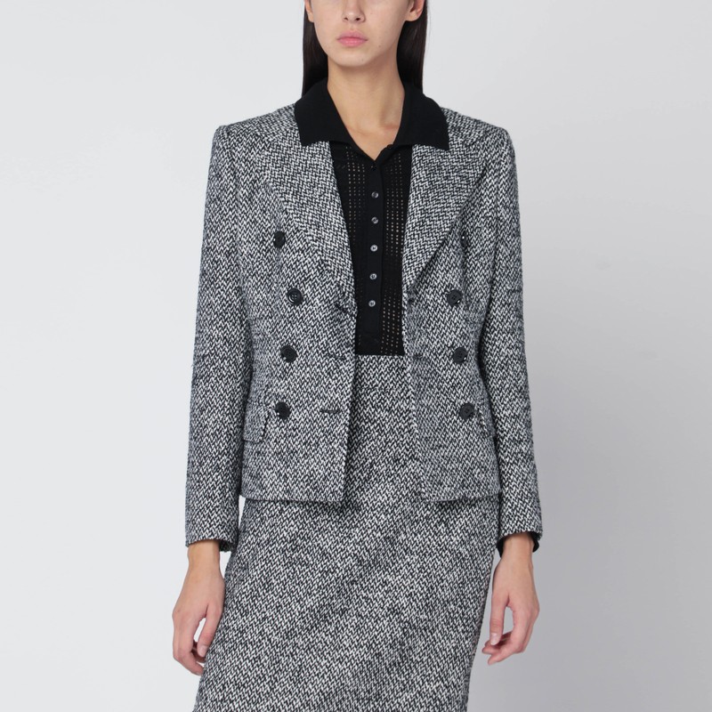Single-breasted speckled wool-blend jacket