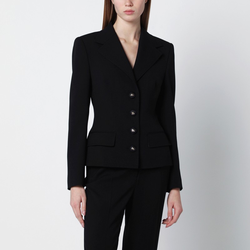 Black single-breasted wool canvas jacket