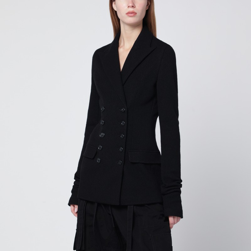 Black double-breasted wool cloth jacket