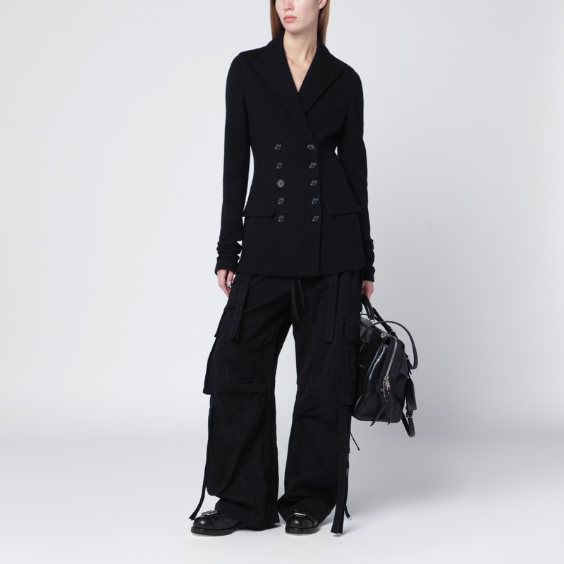 Dolce & Gabbana Black Double-breasted Wool Cloth Jacket In Black