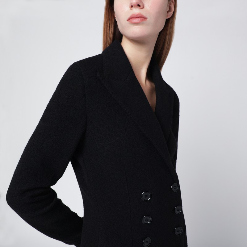 Dolce & Gabbana Black Double-breasted Wool Cloth Jacket In Black